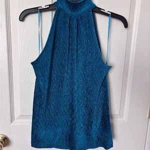 Cable & Gauge Teal Sleeveless Textured Velour Like Top